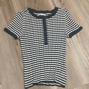 American Eagle Outfitters Black and White Striped Short Sleeve Tee
